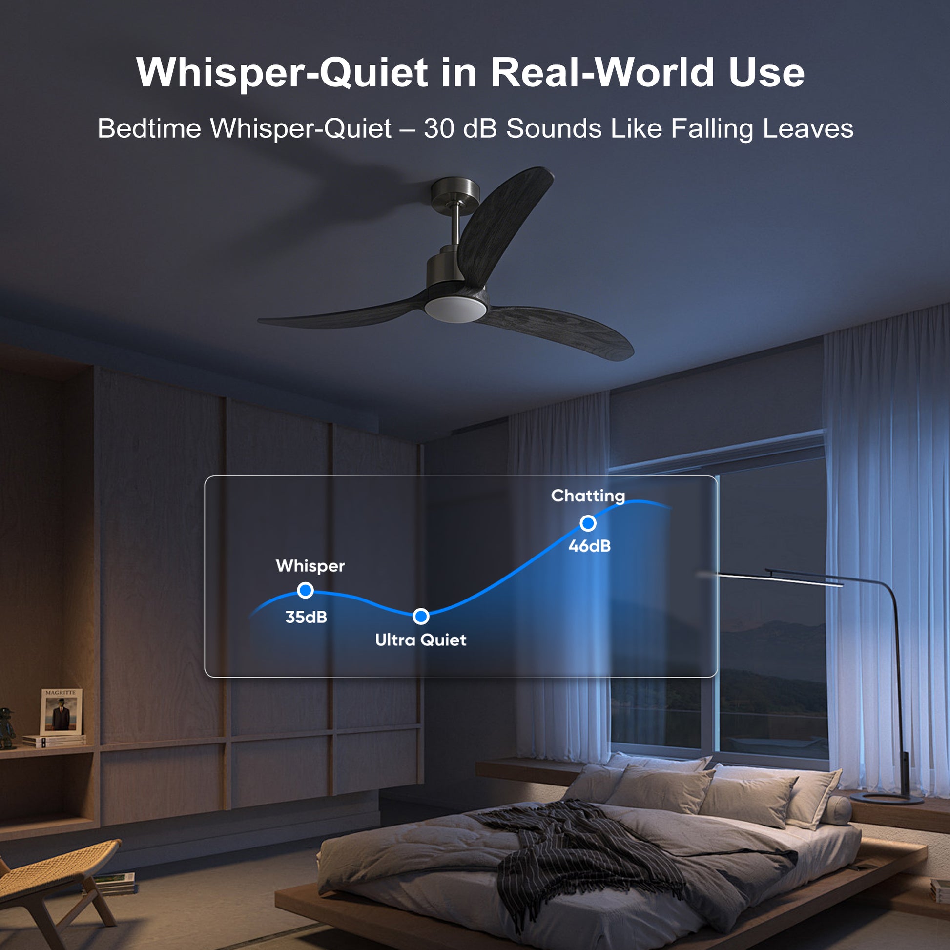 52" Nickel & Wood Ceiling Fan with Remote - view 11