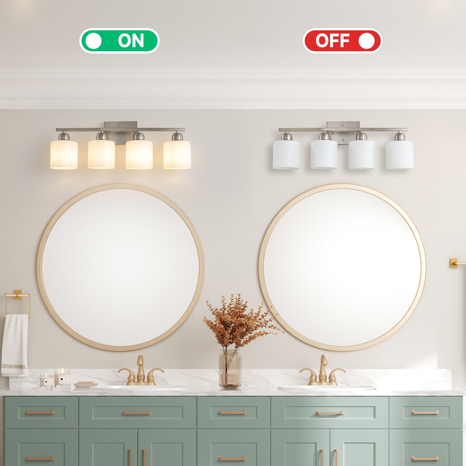 4-Light Brushed Nickel Vanity Wall Light with Frosted Glass - view 2