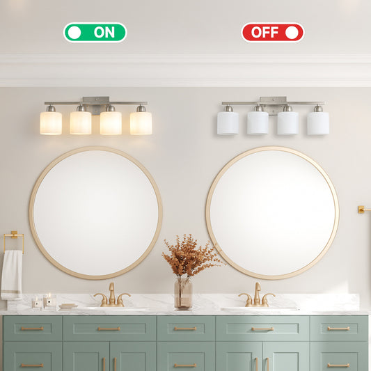 4-Light Brushed Nickel Vanity Wall Light with Frosted Glass - view 2