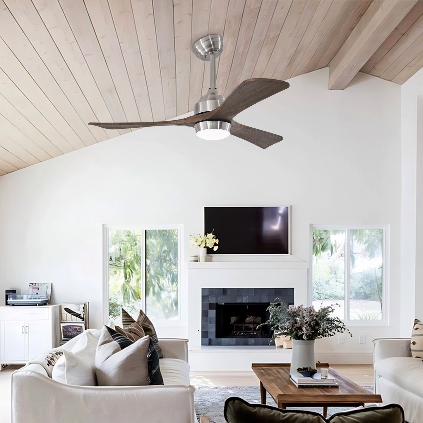 42" Nickel Solid Wood Ceiling Fan with Remote - view 4