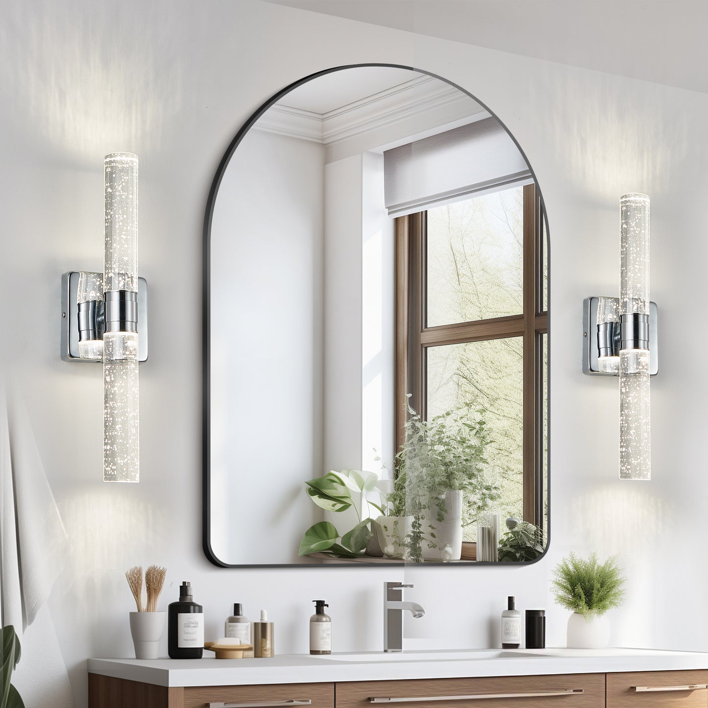 2-Light Chrome Bubble Crystal Wall Light, 17"H - view 2