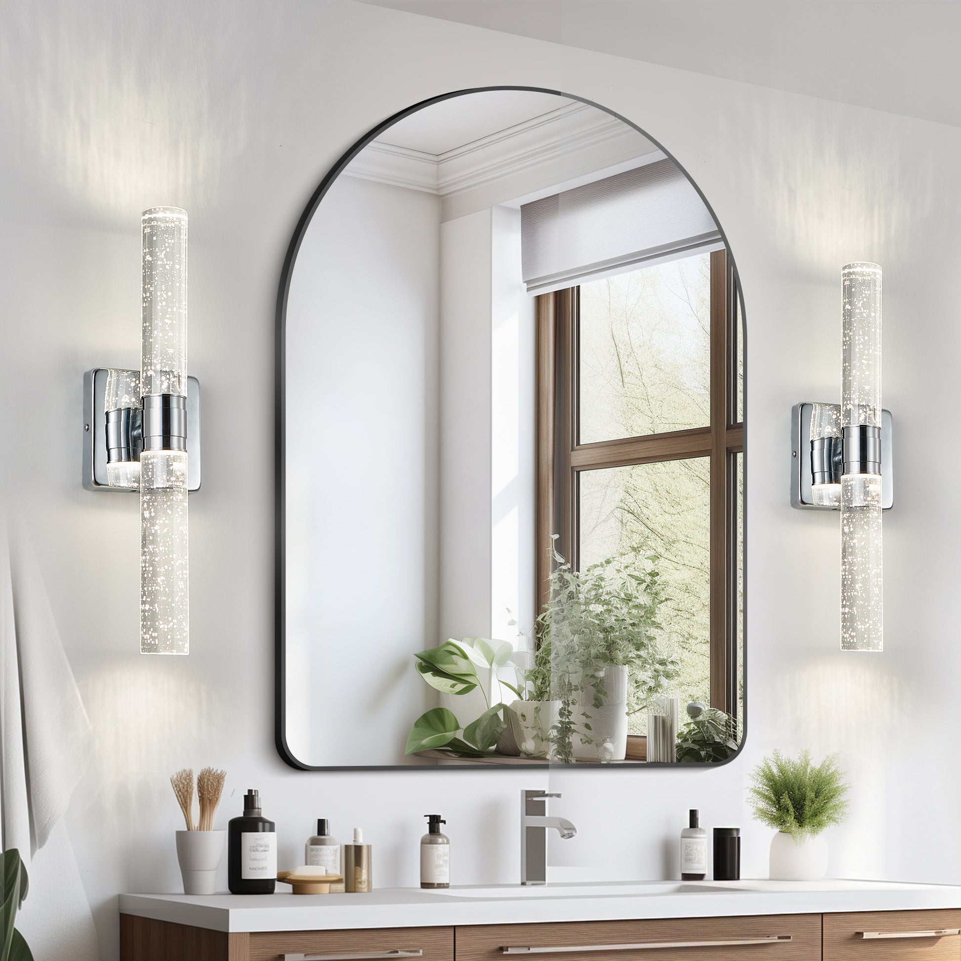 2-Light Chrome Bubble Crystal Wall Light, 17"H - view 2