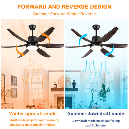 56" Matte Black 6-Blade Ceiling Fan with Remote - view 10