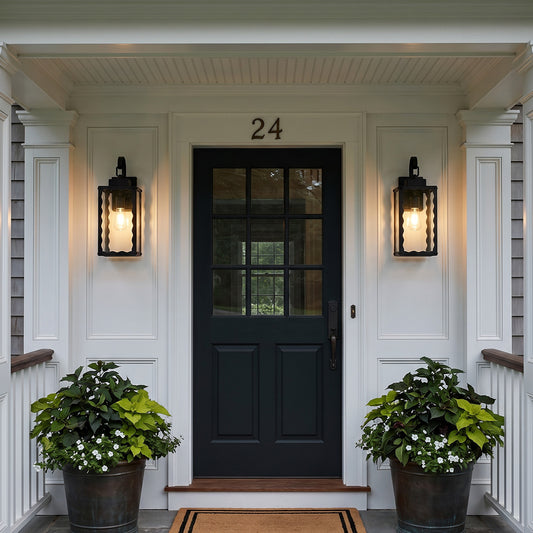 18" Matte Black Outdoor Wall Light with Clear Glass - view 2