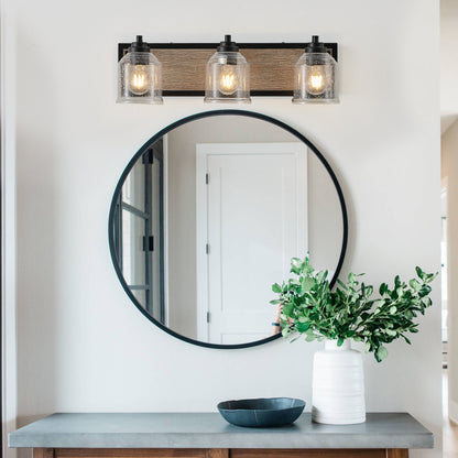 23" 3-Light Farmhouse Vanity Light with Seeded Glass - view 2
