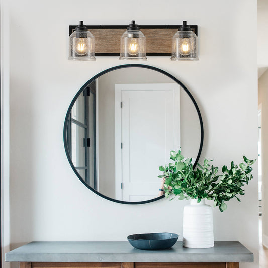 23" 3-Light Farmhouse Vanity Light with Seeded Glass - view 2