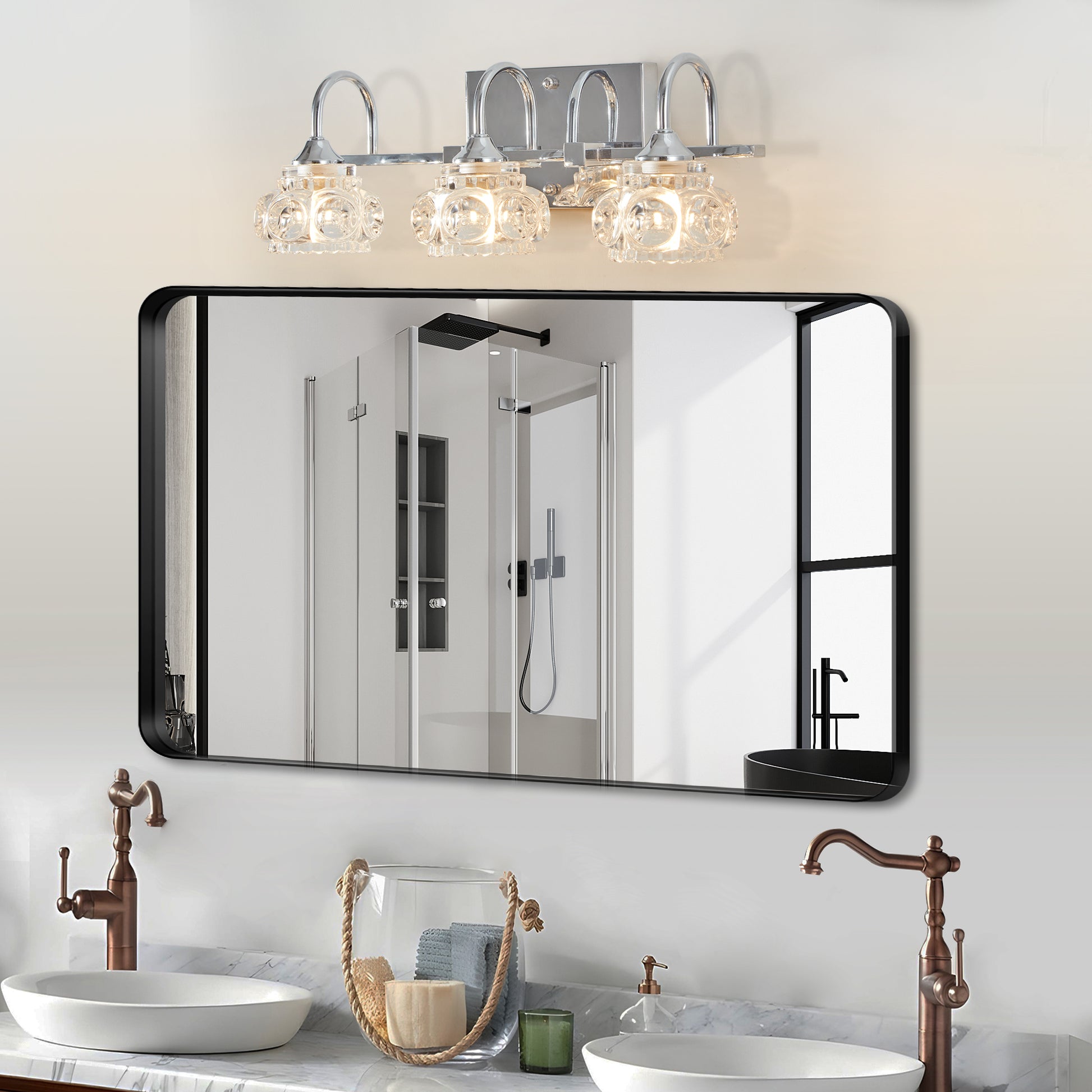 17" 3-Light Nickel Vintage Crystal Vanity Light - view 2