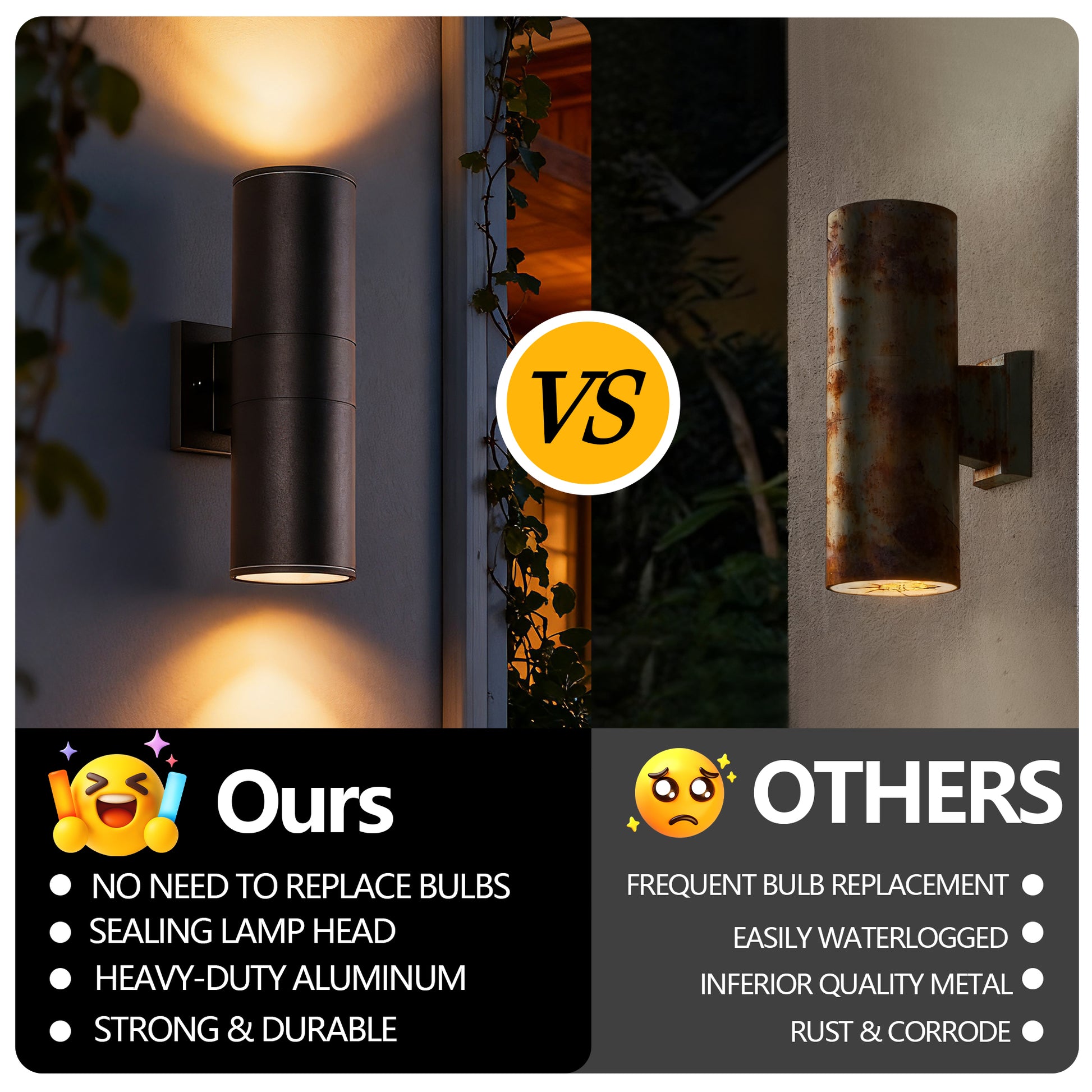 14" Matte Black Cylinder Outdoor Wall Sconce, Set of 2 - view 7