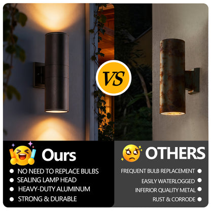14" Matte Black Cylinder Outdoor Wall Sconce, Set of 2 - view 7