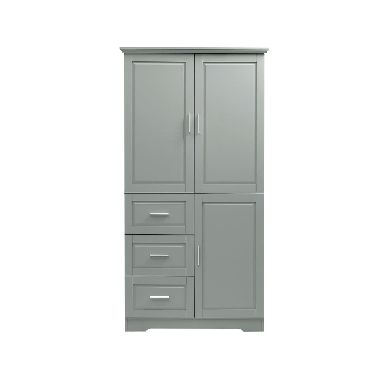 62" Gray Wide Storage Cabinet with 3 Doors and 3 Drawers