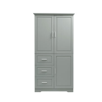 62" Gray Wide Storage Cabinet with 3 Doors and 3 Drawers