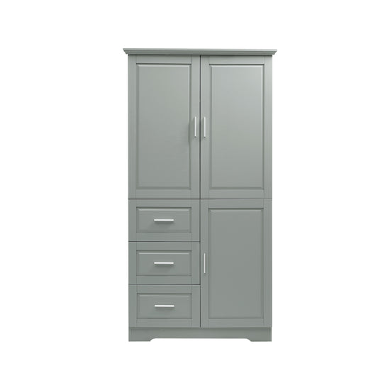 62" Gray Wide Storage Cabinet with 3 Doors and 3 Drawers