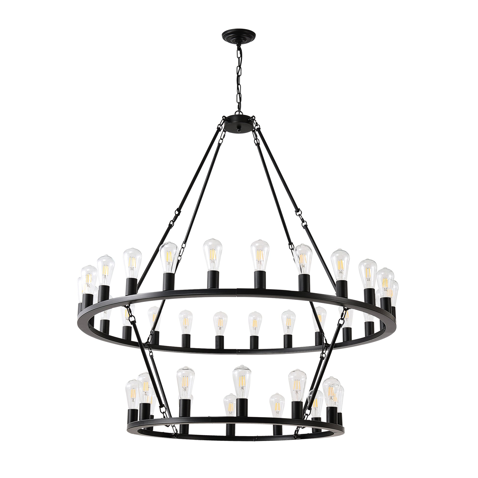 52" 2-Tier Wagon Wheel Farmhouse Chandelier, 36-Light - view 18