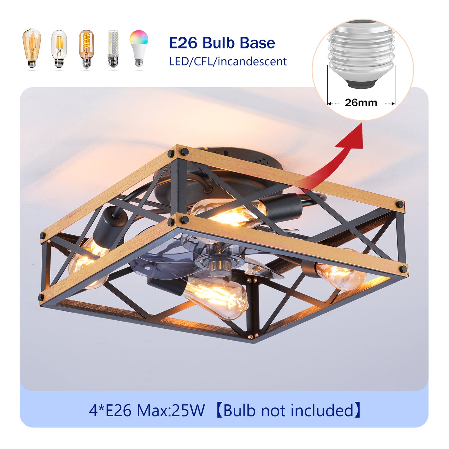 22.6" Bronze Flush Mount Ceiling Fan with Remote - view 7