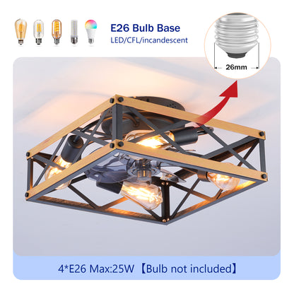 22.6" Bronze Flush Mount Ceiling Fan with Remote - view 7