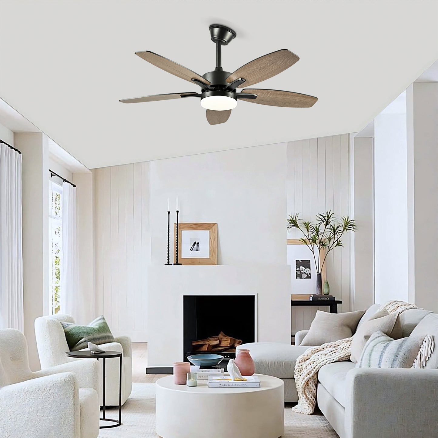 42" Matte Black Plywood Blade Ceiling Fan with Remote - view 5