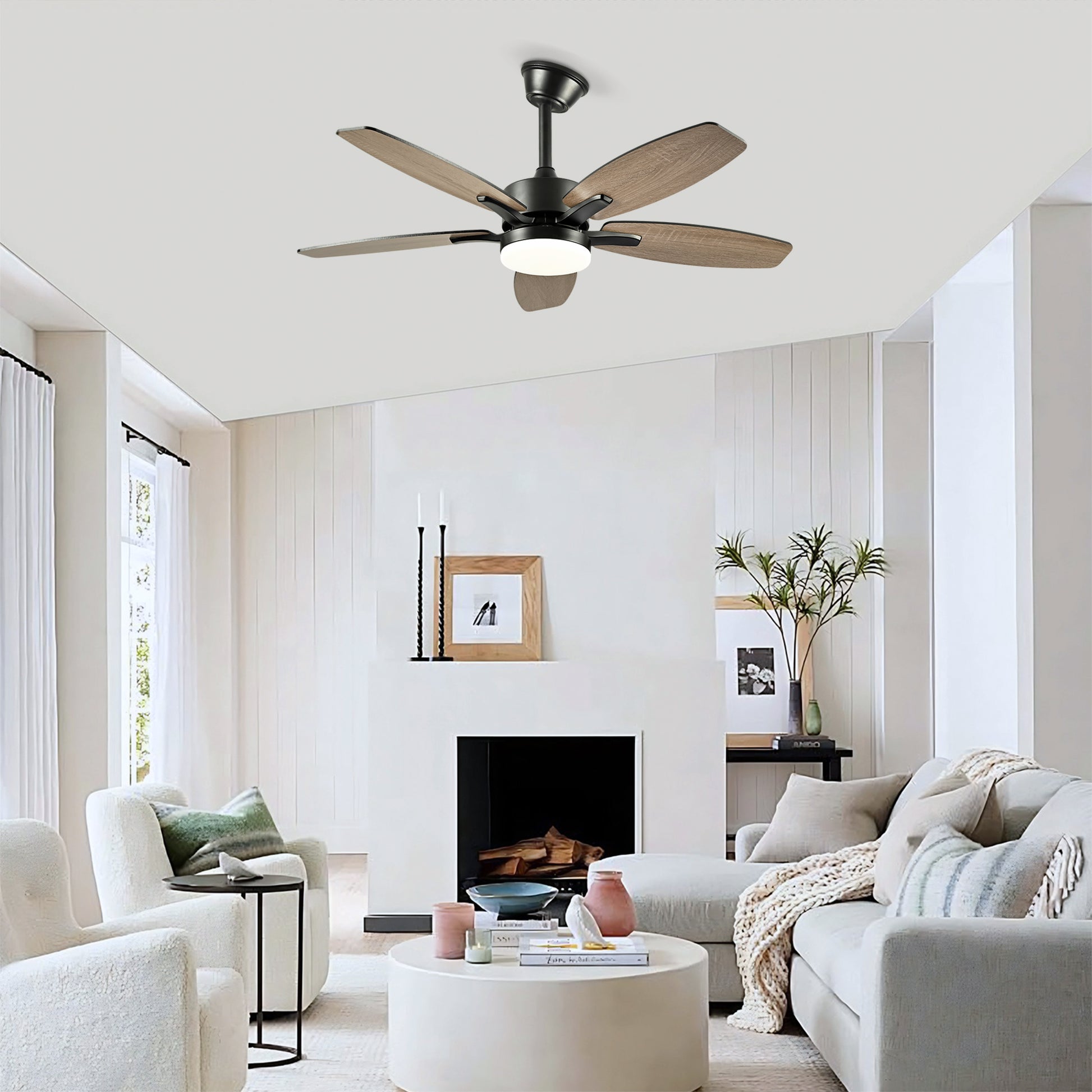 42" Matte Black Plywood Blade Ceiling Fan with Remote - view 5