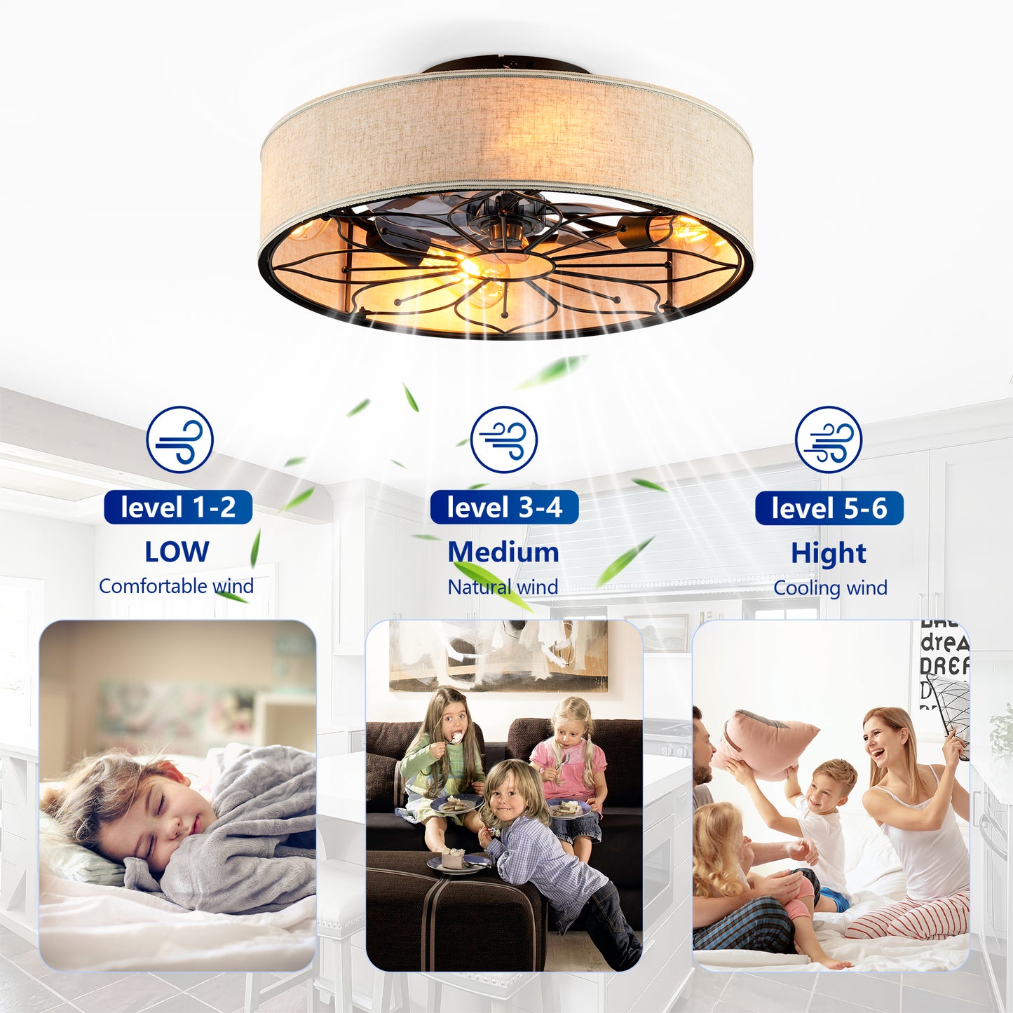 20" Lotus Fabric Bladeless Ceiling Fan with Remote - view 13