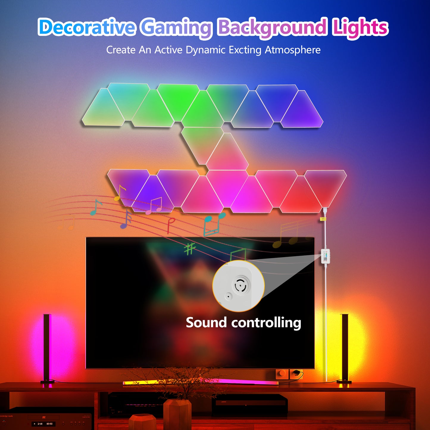 RGB Triangular LED Wall Light Panels, Set of 20 - view 6