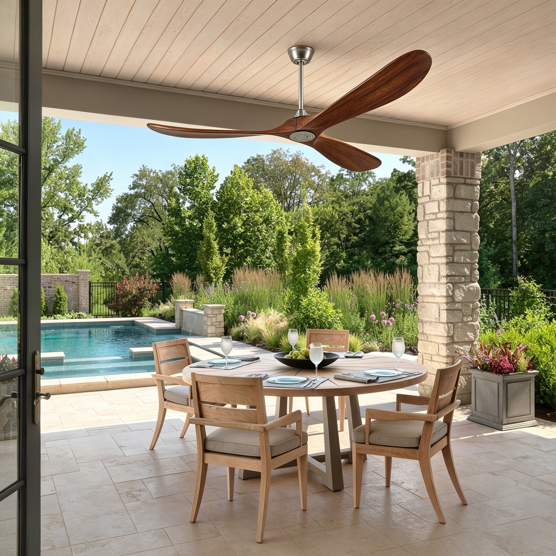 72" Walnut Solid Wood Ceiling Fan with Remote - view 8