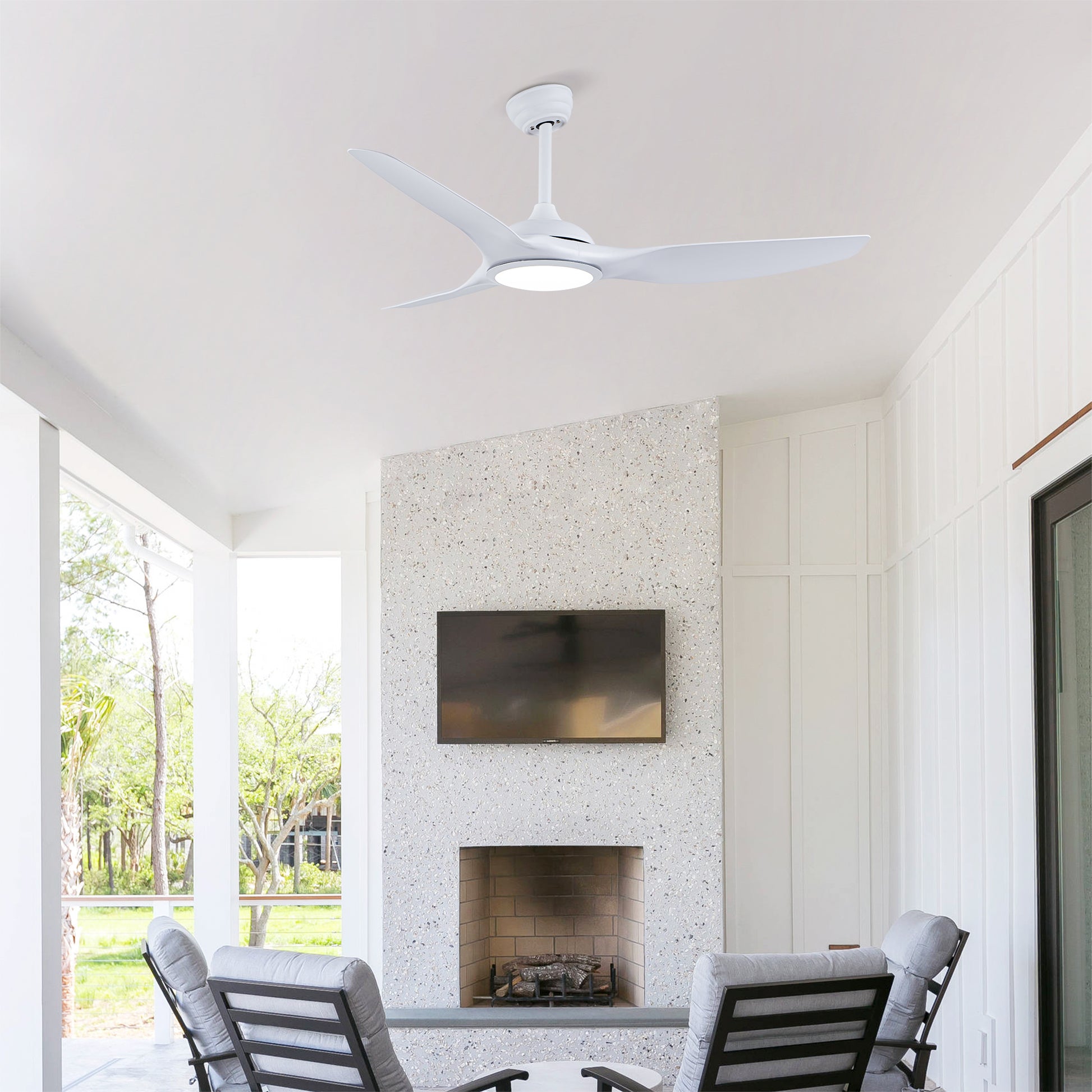 52" Matte White Ceiling Fan with LED Light & Remote - view 6