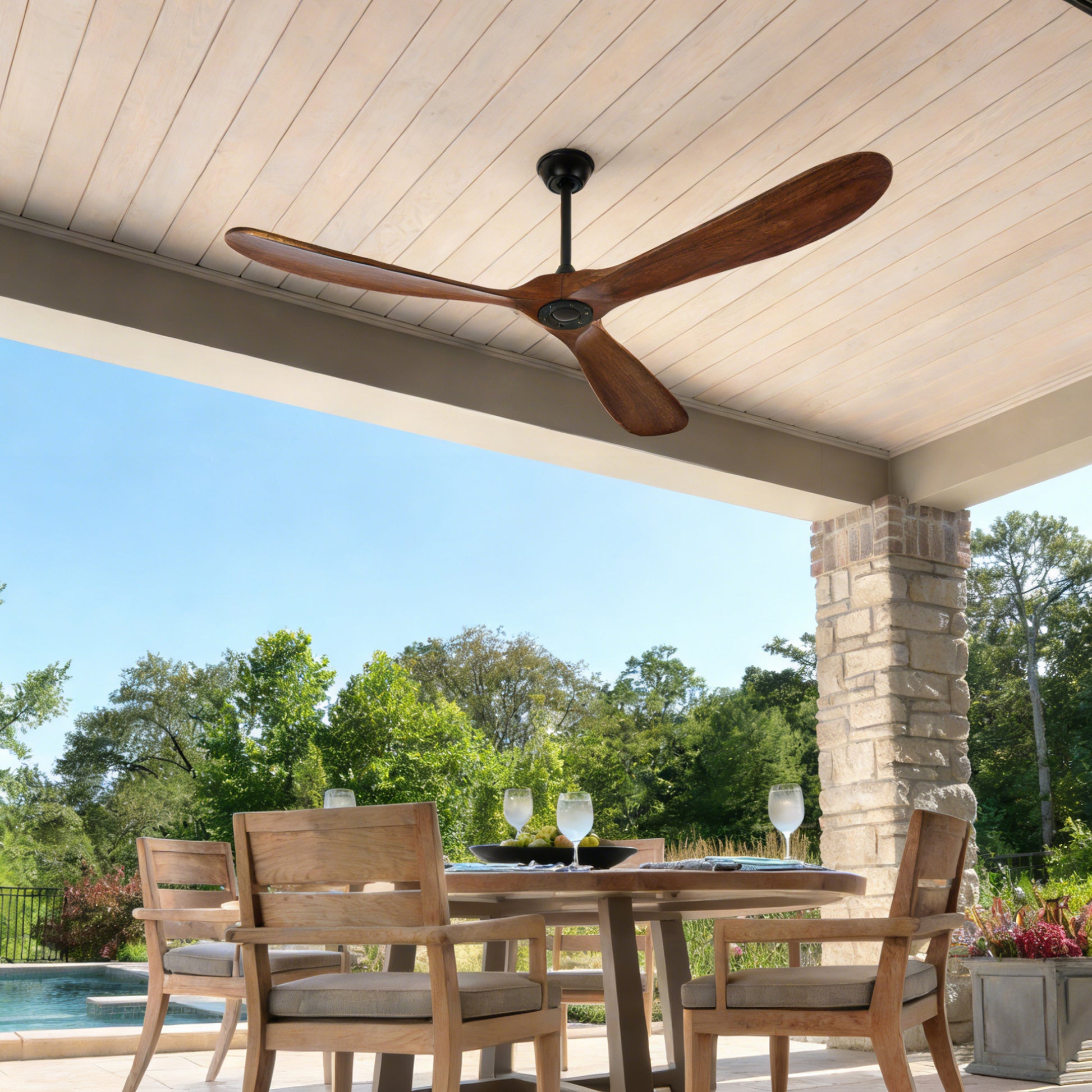 72" Walnut Solid Wood Ceiling Fan with Remote - view 2