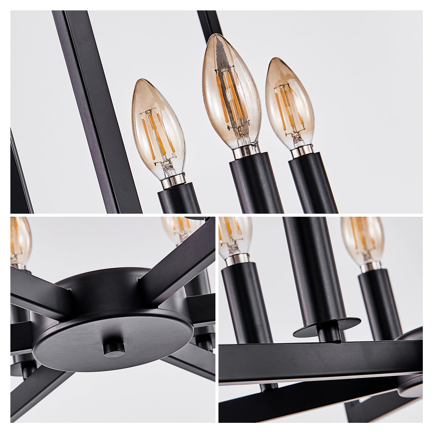27" 8-Light Black Geometric Chandelier - view 8
