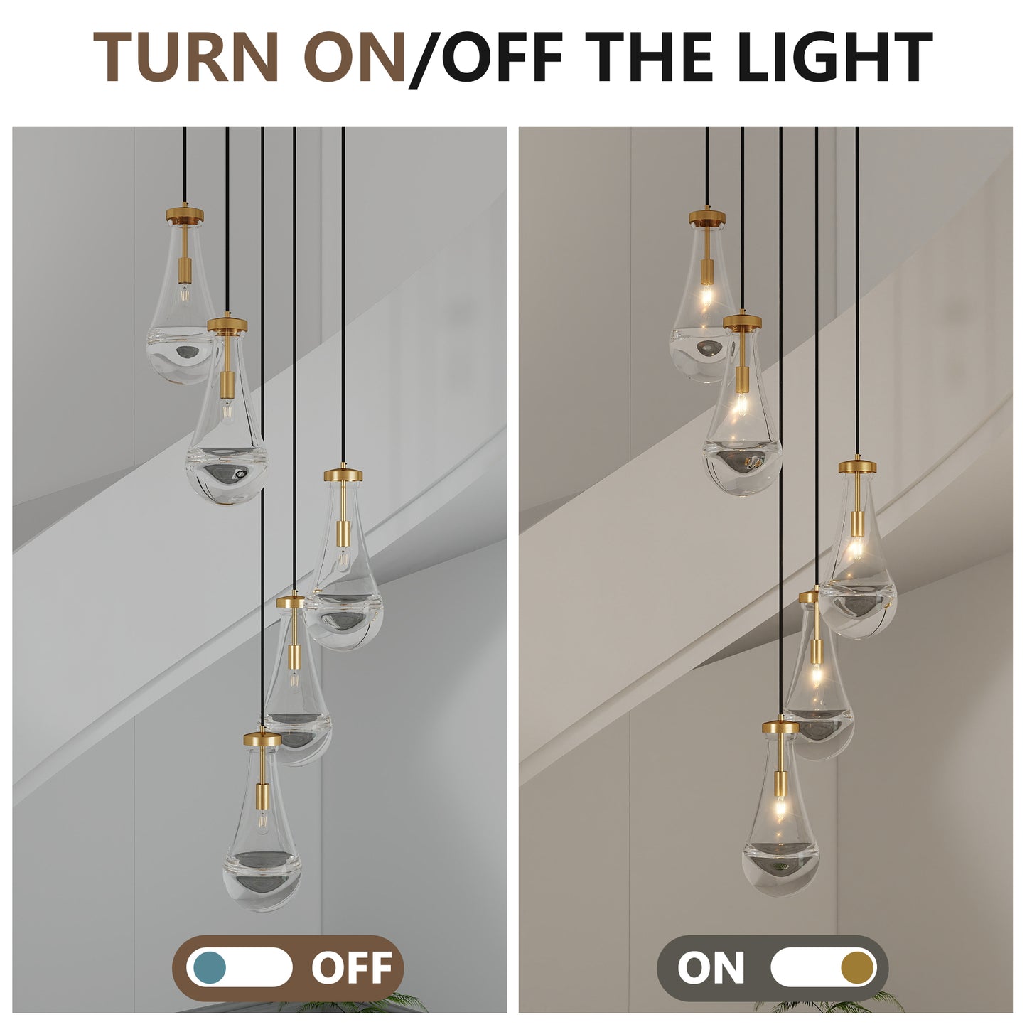 5-Light Brass Cluster Pendant Chandelier - view 7