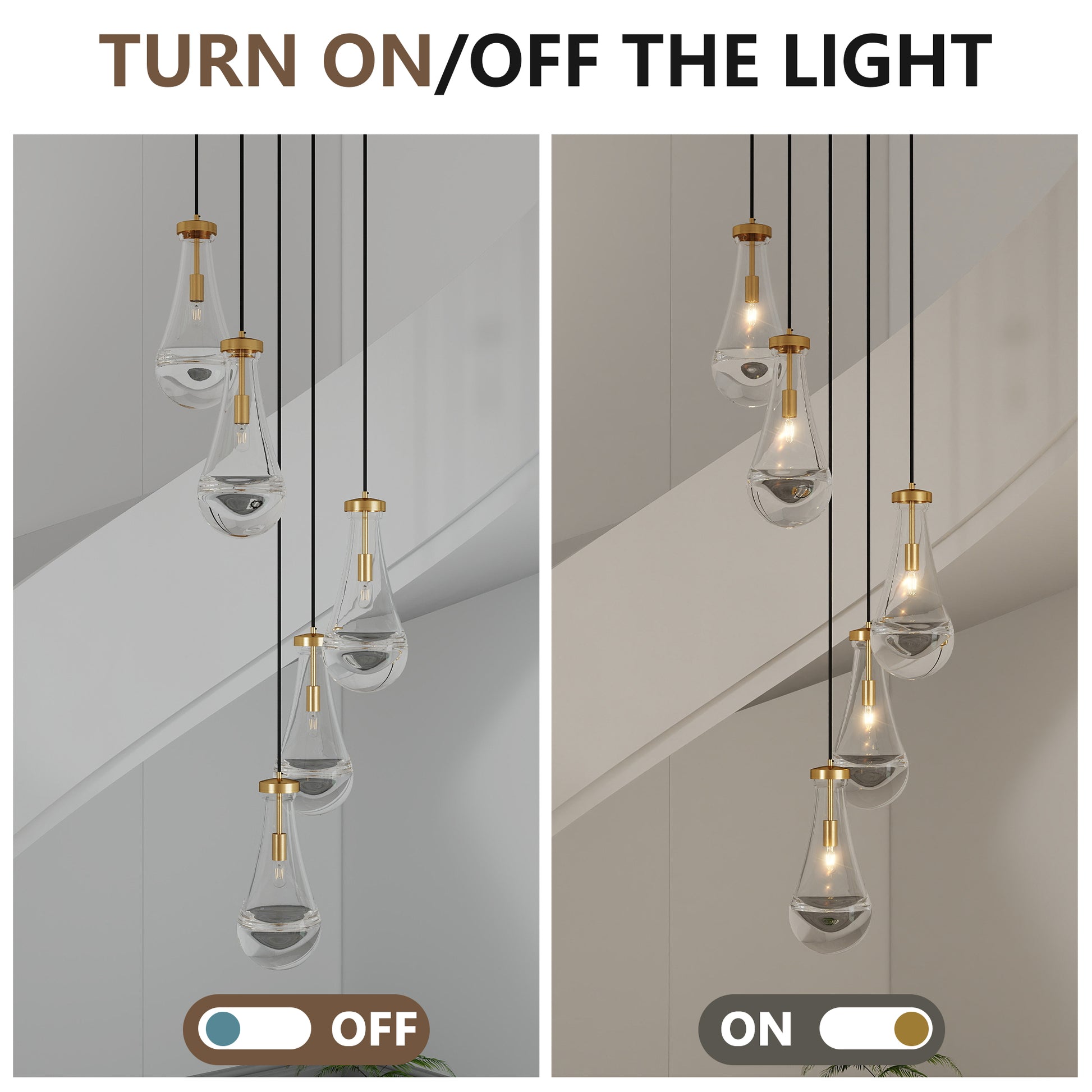 5-Light Brass Cluster Pendant Chandelier - view 7