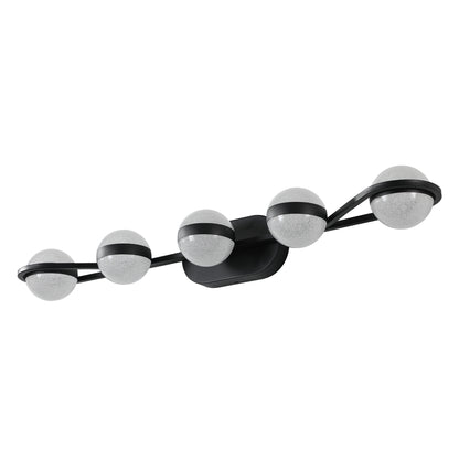 5-Light Black Vanity Light with Frosted Glass Shades - view 9
