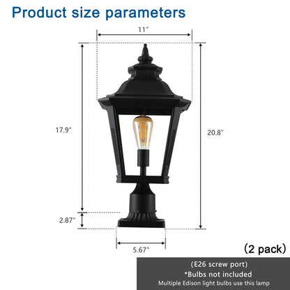 21"H Black Outdoor Post Lantern Light, Set of 2 - view 9