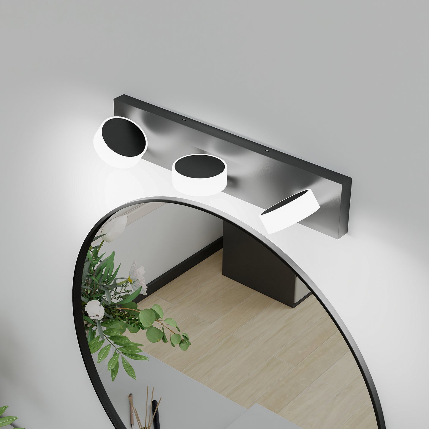 21" Black Round Acrylic LED Vanity Wall Light - view 2