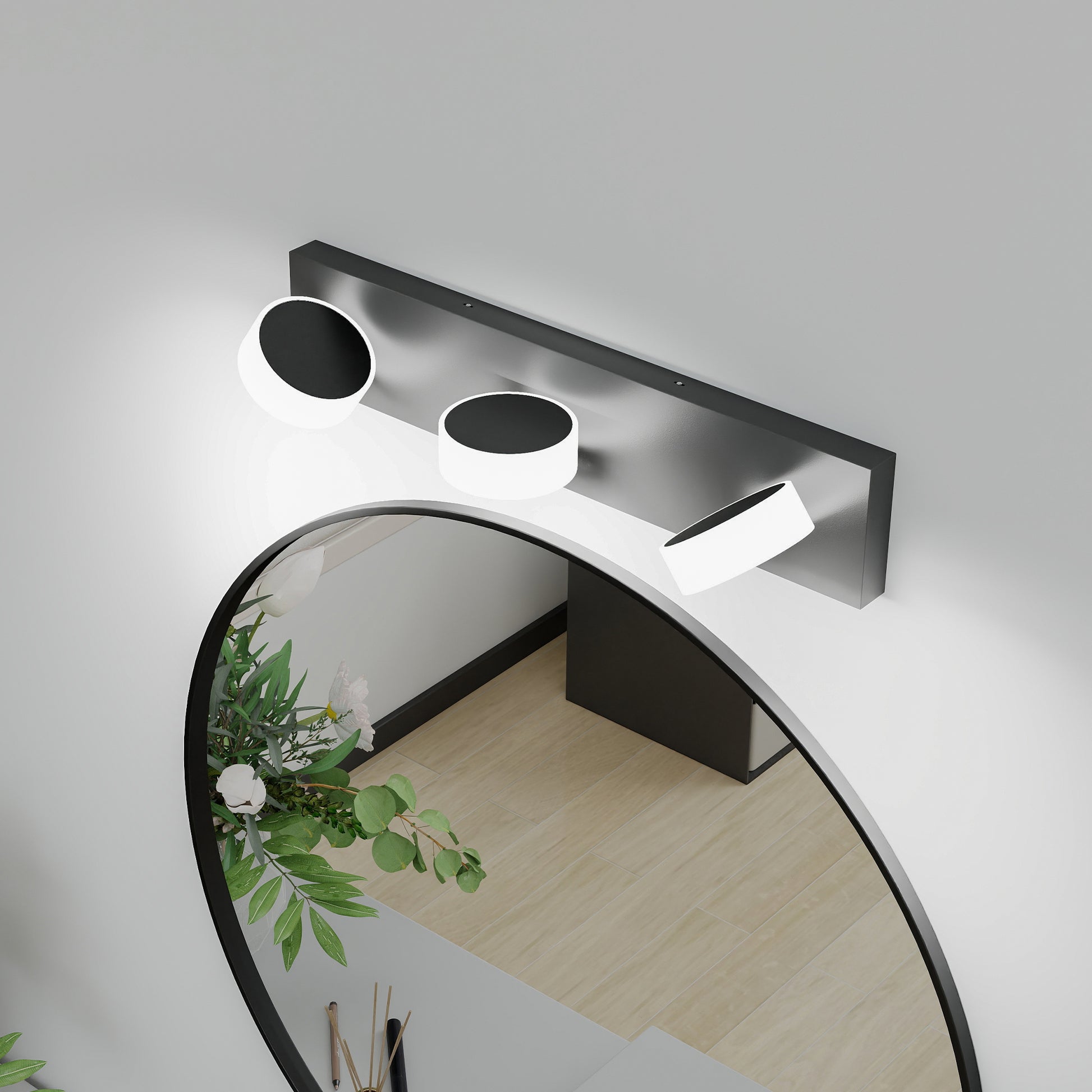 21" Black Round Acrylic LED Vanity Wall Light - view 2