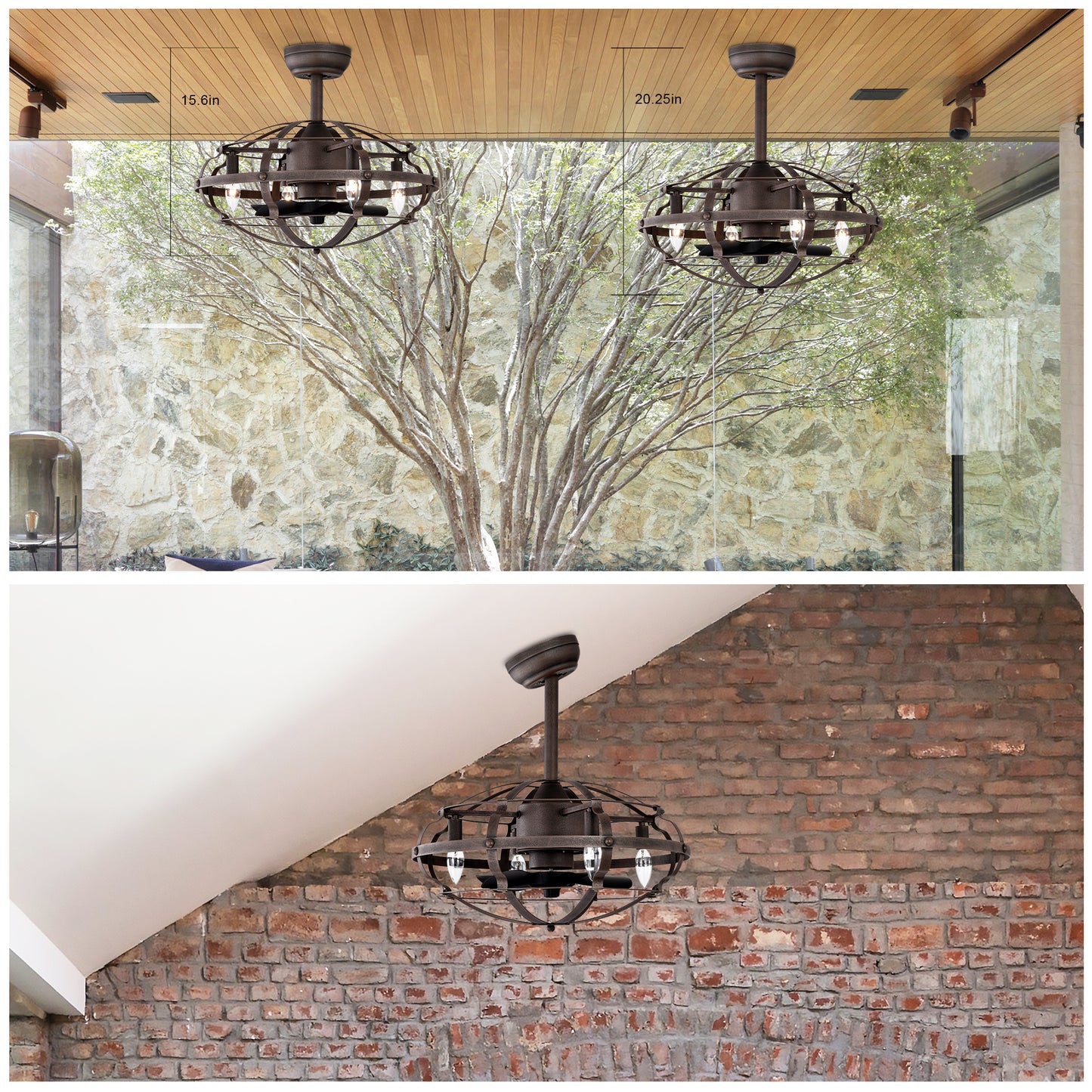 20.63" Rust Red Caged Ceiling Fan with Remote - view 9