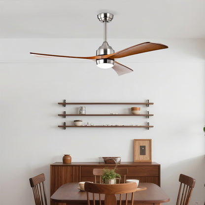 52" Satin Nickel Solid Wood Ceiling Fan with Remote - view 3