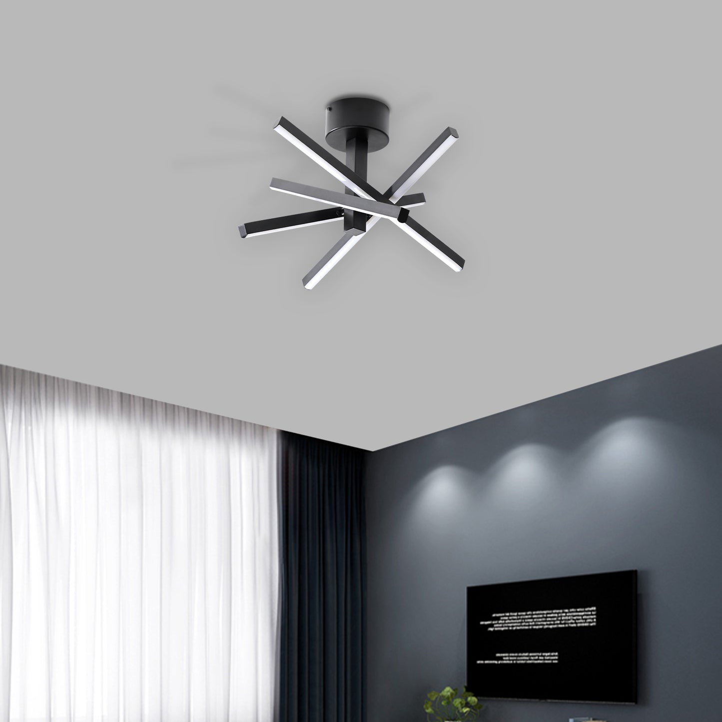 12" Black Starburst LED Flush Mount Ceiling Light