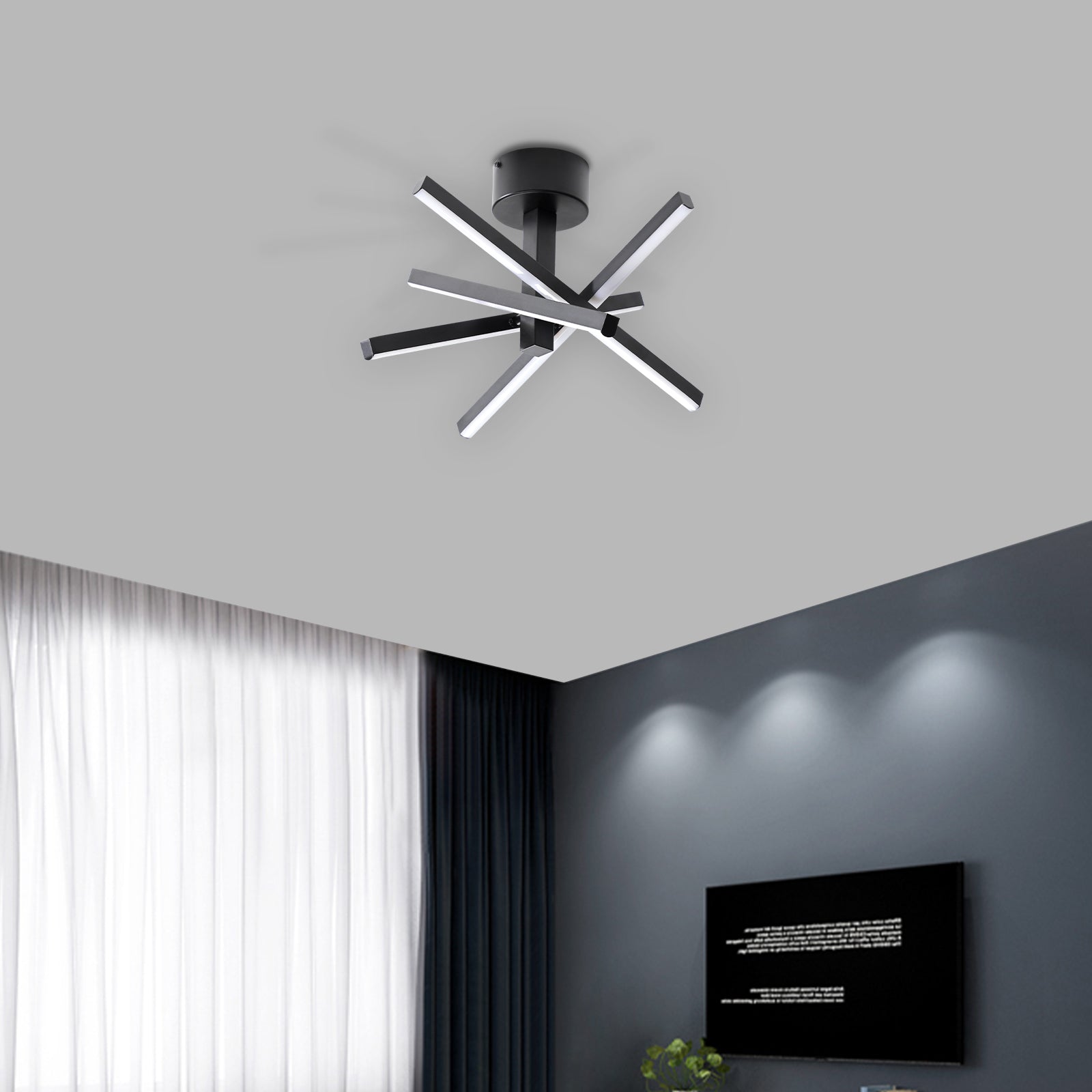 12" Black Starburst LED Flush Mount Ceiling Light