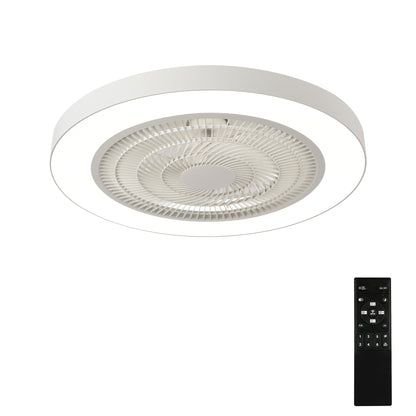 Matte White Flush Mount Ceiling Fan with Dimmable LED
