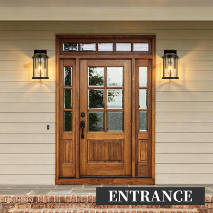 Black Outdoor Wall Light with Seeded Glass, Set of 2 - view 2