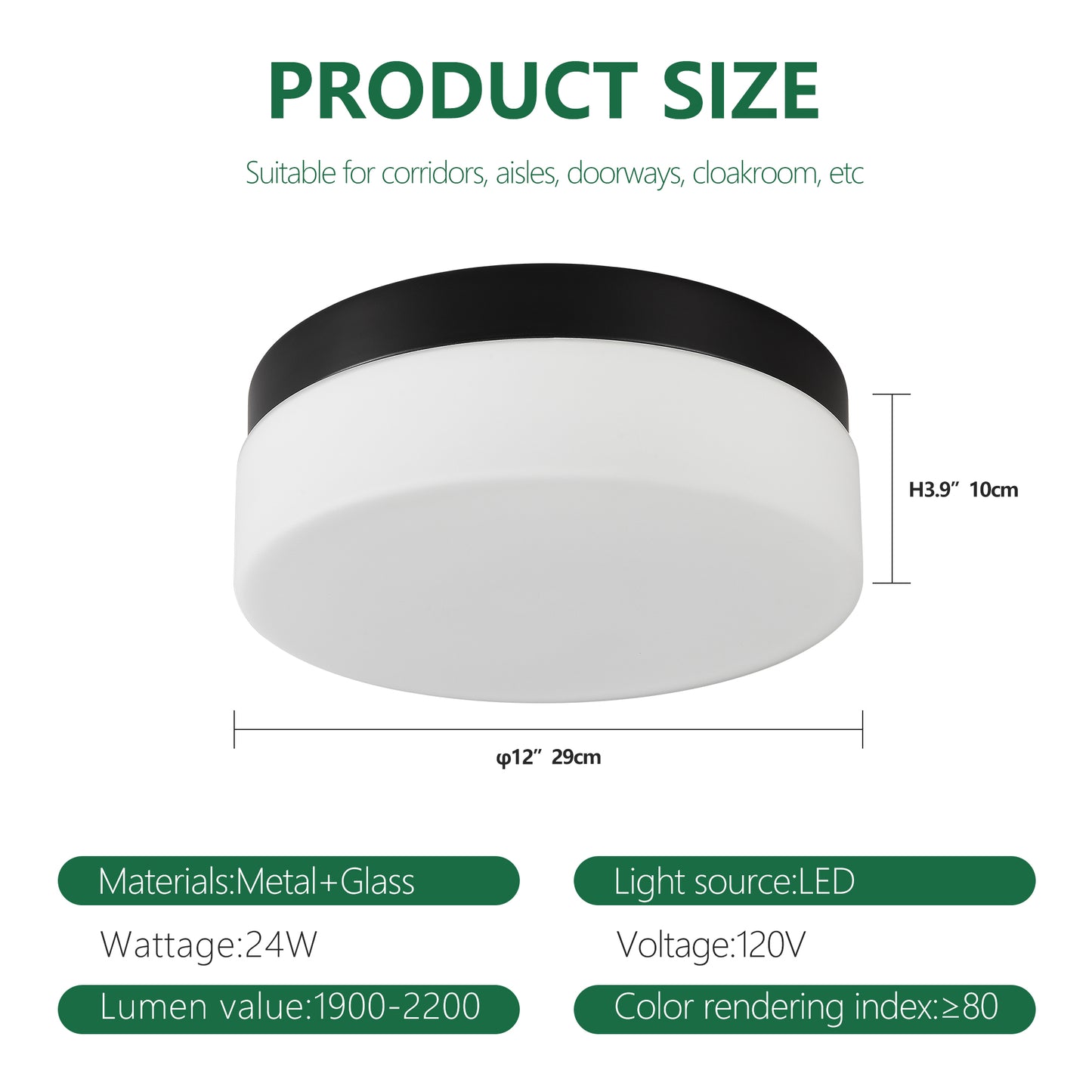 12" Black Round LED Flush Mount Ceiling Light - view 8