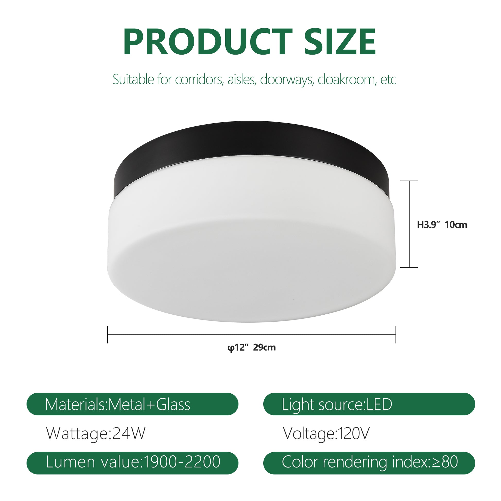 12" Black Round LED Flush Mount Ceiling Light - view 8