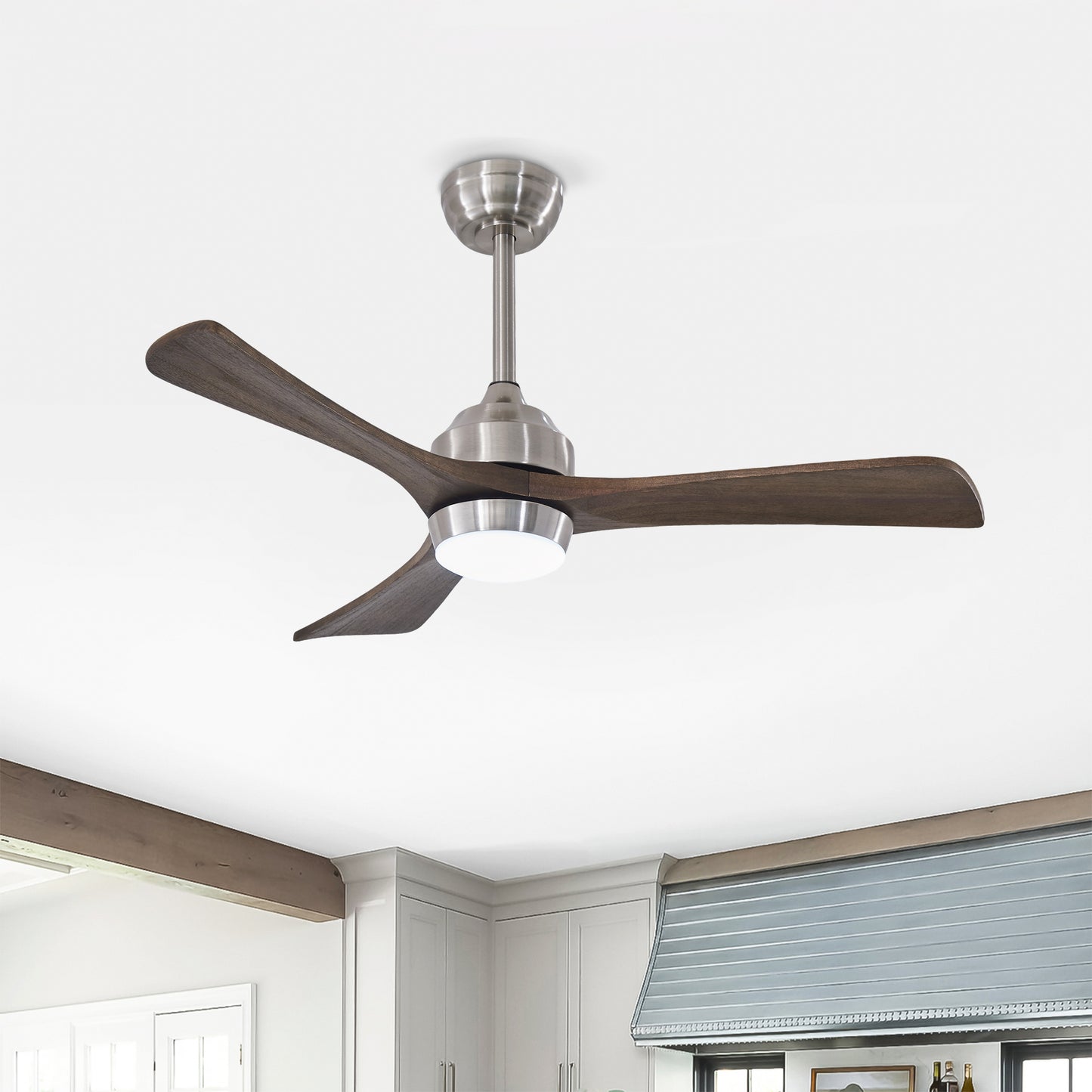 42" Nickel Solid Wood Ceiling Fan with Remote - view 2