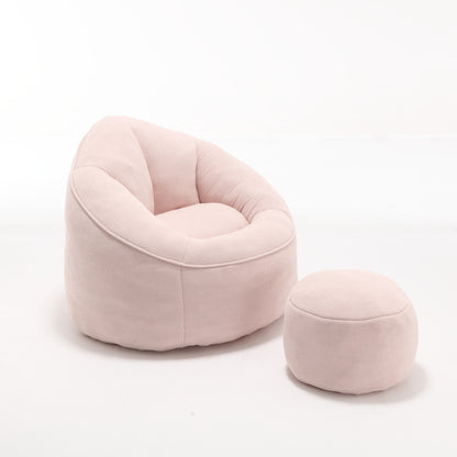 Microfiber Bean Bag Sofa Chair with Footrest – Pink
