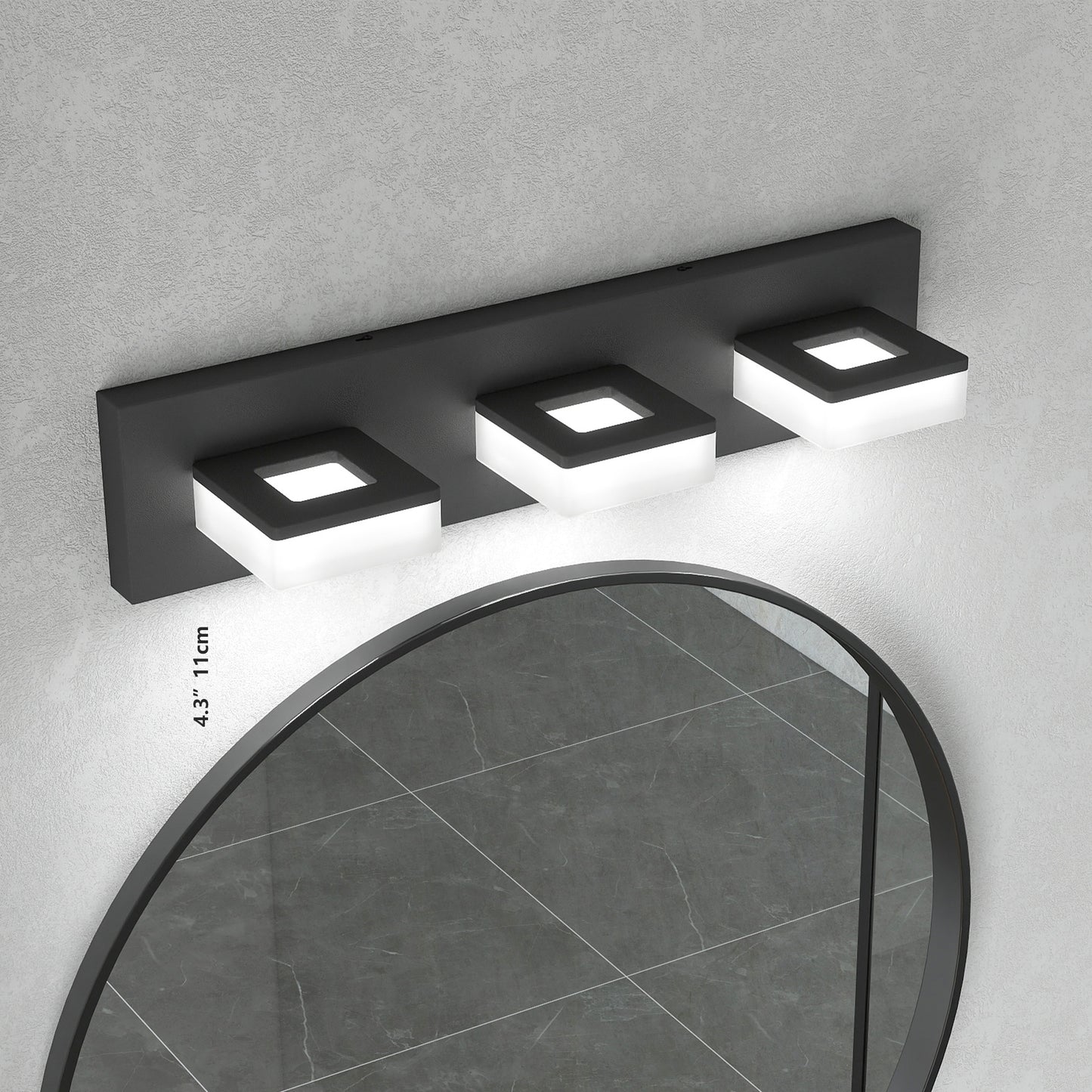 20" 3-Light Matte Black LED Vanity Light - view 2
