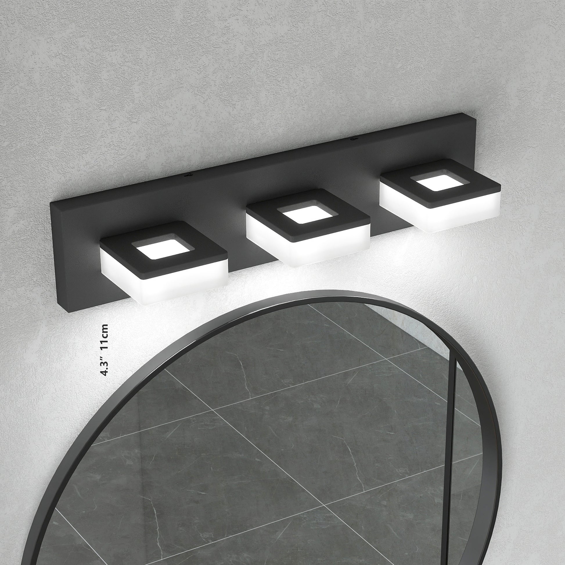 20" 3-Light Matte Black LED Vanity Light - view 2