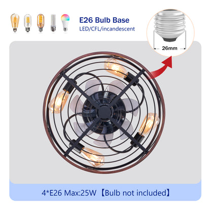 20" Matte Black Caged Ceiling Fan with Remote - view 7