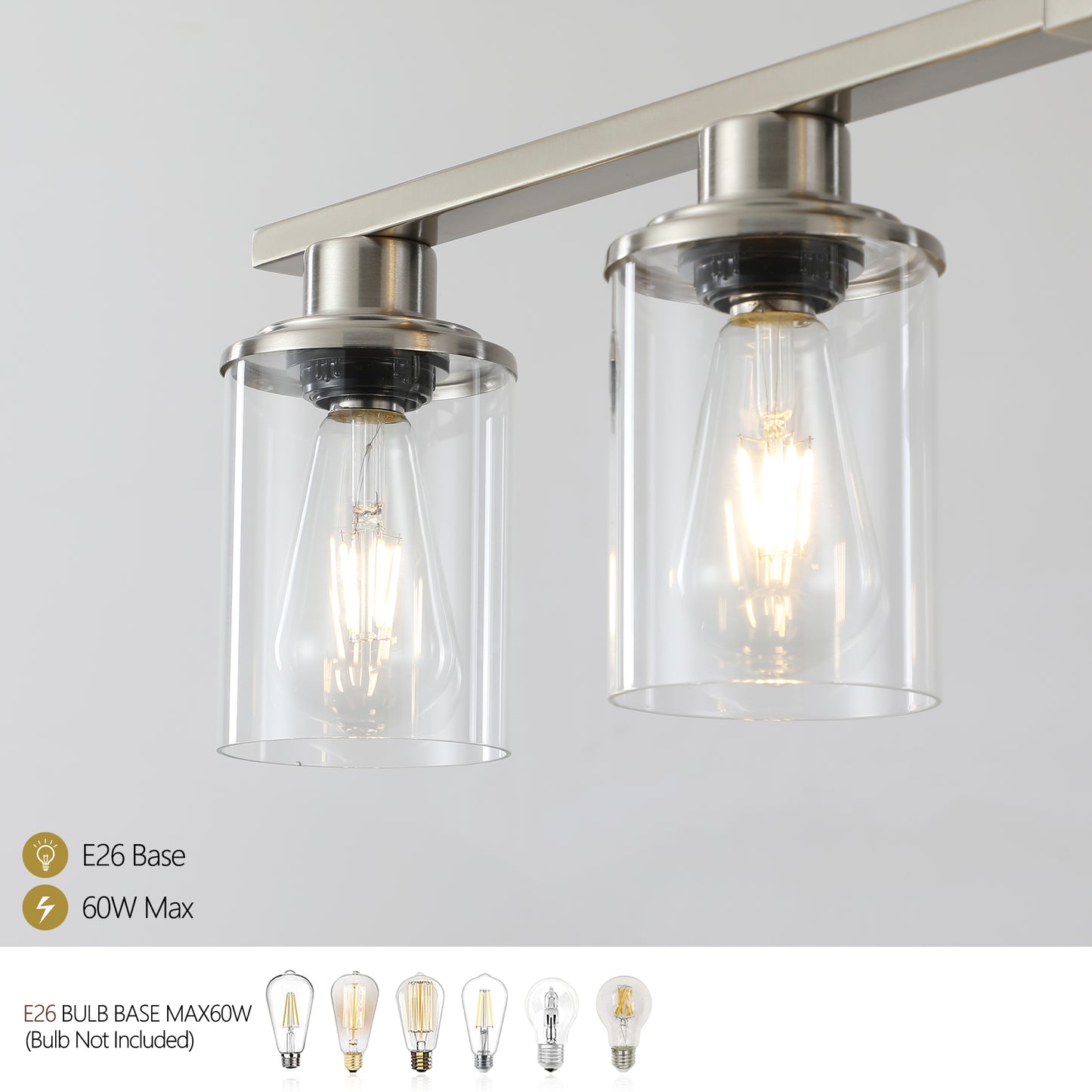 37" Brushed Nickel 5-Light Chandelier with Glass Shades - view 8
