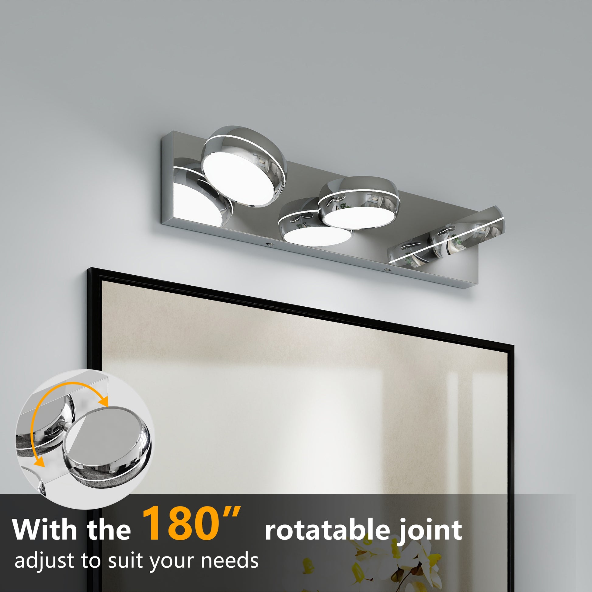 20" 3-Light Chrome LED Vanity Light - view 4