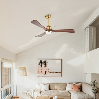 52" Gold Solid Wood Ceiling Fan with Remote - view 5