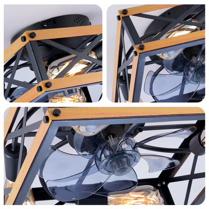 22.6" Bronze Flush Mount Ceiling Fan with Remote - view 19